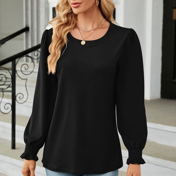Women's Tops Long Sleeves New Casual Round Neck Fashion Loose Long Sleeve T-shirt