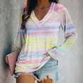 thumbnail image 1 of Women's Tops Plus Size 2X Fashion Loose Long Sleeve Blouse V-Neck Casual Pullover Tops Blouses, 1 of 5