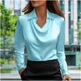 thumbnail image 1 of Women's Tops Plus Size Long Sleeve 3XL Temperament Solid Color Round Collar Top/Shirt, 1 of 7