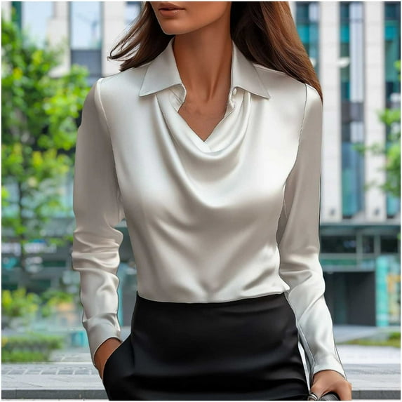 Women's Tops Plus Size Long Sleeve 3XL Temperament Solid Color Round Collar Top/Shirt