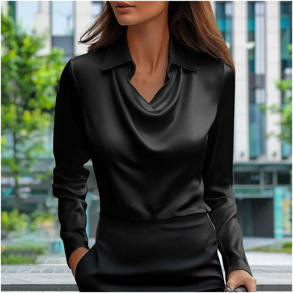 Women's Tops Plus Size Long Sleeve 3XL Temperament Solid Color Round Collar Top/Shirt