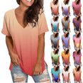 thumbnail image 1 of Women's Tops Plus Size Short Sleeve Casual V-neck Short Sleeve Loose T-shirt Tops Summer Plus Size Tunic Blouse Tops 2025, 1 of 8
