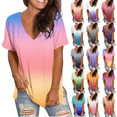 thumbnail image 1 of Women's Tops Plus Size Short Sleeve Casual V-neck Short Sleeve Loose T-shirt Tops Summer Plus Size Tunic Blouse Tops 2025, 1 of 8