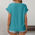 thumbnail image 1 of Women’s Tops Puff Short Sleeve Pleated Shirts Dressy Casual Business Summer Tunic Blouse Mint Green XL, 1 of 5