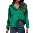 thumbnail image 1 of Women's Tops Satin Satin Imitation Silk Long Sleeved Button Down Blouse Shirts for Women, 1 of 4