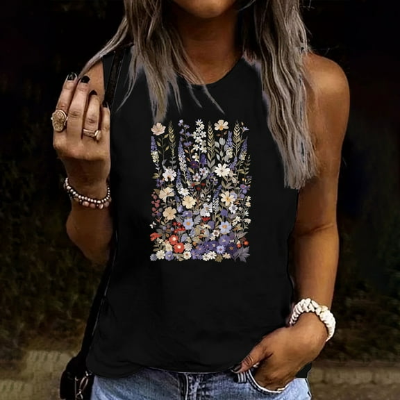 Women's Tops Short Sleeve Cotton Summer Casual Round Neck Loose Sleeveless T-Shirt