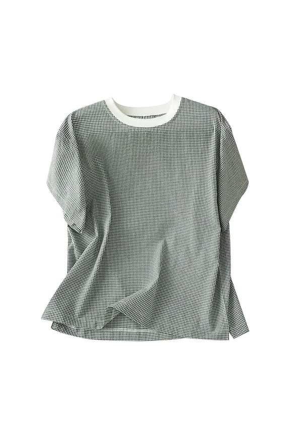 Women's Tops, Short Sleeve Shirts for Women Spring Striped Crewneck Business Casual Tops Loose Three Quarter Length Work Blouses