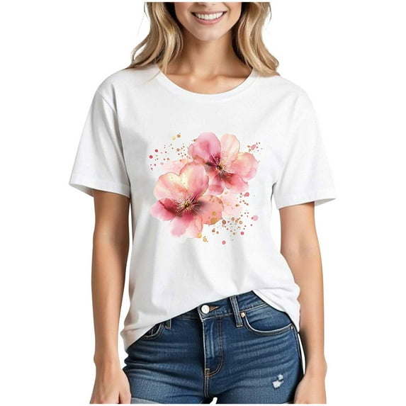 Women's Tops Short Sleeve Summer Printed Casual Short Sleeved T-shirt Comfortable Top