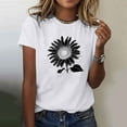 thumbnail image 1 of Women's Tops Short Sleeve Summer Under $5 100% Cotton White Fashionable Printed T-shirt Top, 1 of 5