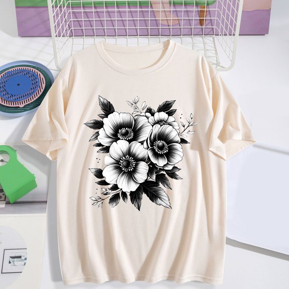 Women's Tops Short Sleeve Under $5 Summer Printed Short Sleeved T-shirt