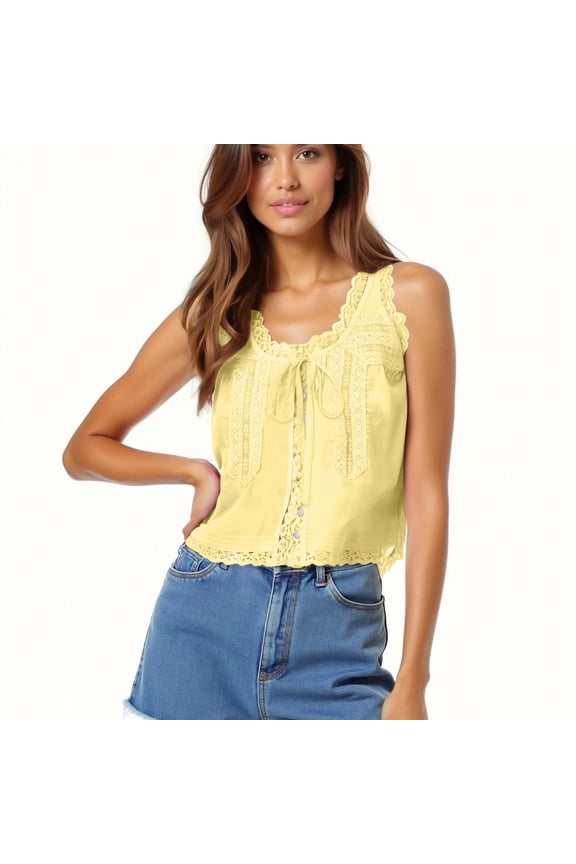 Women's Tops Sleeveless Solid Color Under $10 Lace-trimmed Sleeveless Strapless Backless Top