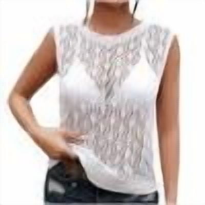 Women's Tops, Summer Tops for Women Trendy Sleeveless Crewneck Hollow out Crochet Knit Tank Top Casual Going out Blouse Shirts