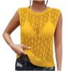 Women's Tops, Summer Tops for Women Trendy Sleeveless Crewneck Hollow out Crochet Knit Tank Top Casual Going out Blouse Shirts