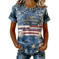 thumbnail image 1 of Women's Tops T-Shirts Casual Printed Color Crewneck Short Sleeve Relaxed Fit Tees, 1 of 4