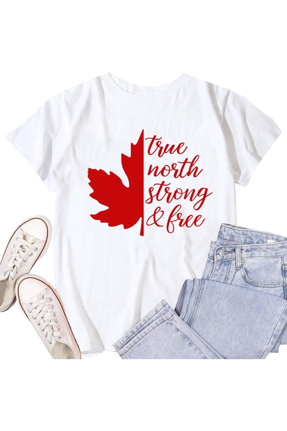 Women's Tops T-Shirts Graphic Canada Day Celebration Short Sleeve Crewneck Tees