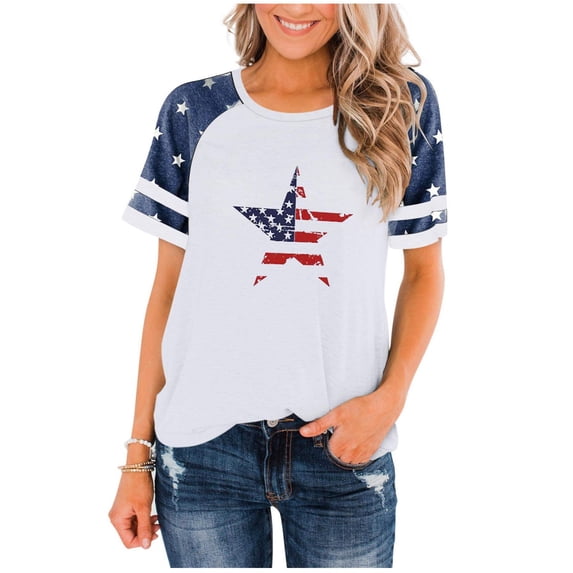 Women's Tops T-Shirts Raglan Baseball Round Neck Slim Patch Print Blouse Going Out Shirts