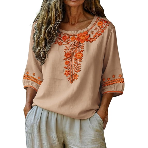 Women's Tops T Shirts Short Sleeve Crew Neck Basic Summer Breathable Boho Shirts