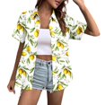 thumbnail image 1 of Women's Tops T Shirts Unisex Short Sleeve Button Down Tropical Floral Print Tees, 1 of 5
