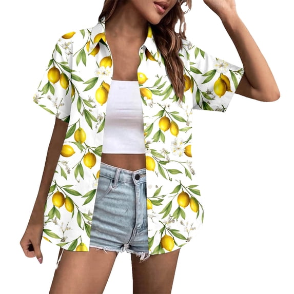 Women's Tops T Shirts Unisex Short Sleeve Button Down Tropical Floral Print Tees