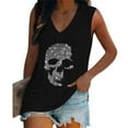thumbnail image 1 of Women's Tops Tank Tops for Women Summer V-Neck Sleeveless T-Shirt Top Tank Skull for Halloween, 1 of 3