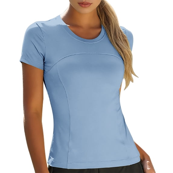 Women's Tops, Tees & Blouses Athletic Nylon Compression Crewneck Short Sleeve Yoga Gym Workout Tee Summer Tops
