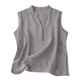 thumbnail image 1 of Women's Tops Tees Blouses Button Decor Loose Cotton Linen Summer Sleeveless Shirts Tank Tops for Women, 1 of 8