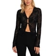 thumbnail image 1 of Women's Tops, Tees & Blouses Casual Chiffon Ruffle Trim Peplum Sleeve Slim Shirt Blouse,Black,S, 1 of 9