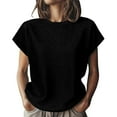 thumbnail image 1 of Women's Tops, Tees & Blouses, Comdrip Women's Knit Short Sleeve Top Soft Stretchy Crew Neck Blouse Casual Versatile T Shirt for Daily Wear Casual Tops for Women Black M, 1 of 6