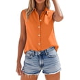 thumbnail image 1 of Women's Tops, Tees & Blouses Cotton Linen Sleeveless Collared Oversized Work Womens Spring Summer Shirts, 1 of 4