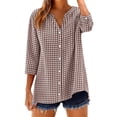 thumbnail image 1 of Women's Tops, Tees & Blouses Fashion Casual Printed 3/4 Sleeve Button Down Shirt Summer Tops, 1 of 4