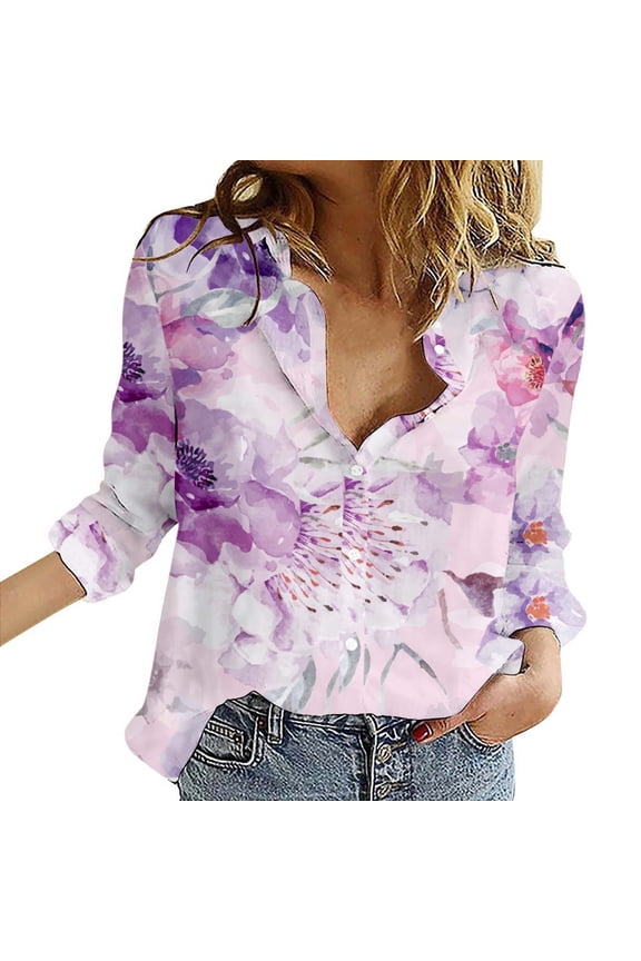 Women's Tops, Tees & Blouses Floral Print Button Down Lightweight Long Sleeve Womens Spring Summer Shirts