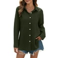 thumbnail image 1 of Women's Tops, Tees & Blouses Linen Button Down Long Sleeve Collared Loose Womens Spring Summer Shirts, 1 of 4