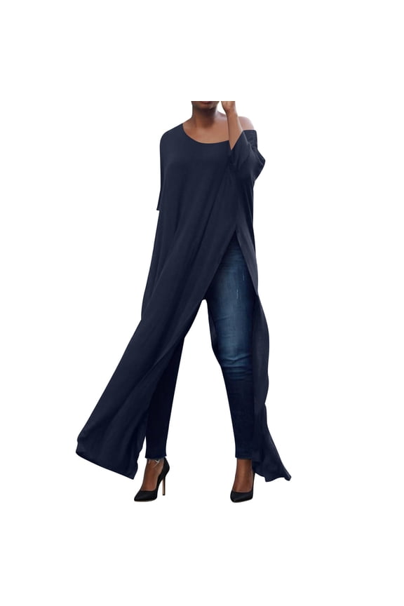 Women's Tops, Tees & Blouses, Open Front Split Long Sleeve Short Sleeve Party Maxi Dress Tunic Shirt Tops
