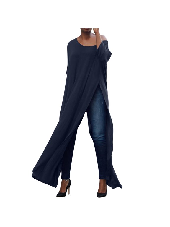 Women's Tops, Tees & Blouses, Open Front Split Long Sleeve Short Sleeve Party Maxi Dress Tunic Shirt Tops