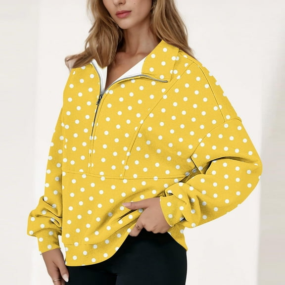 Women's Tops, Tees & Blouses Oversized Blouses V-Neck Long Sleeve Blouse Loose Tee Formal Loose Fit Polka Dots Workout Y2K Clothes Dress Shirts for Women