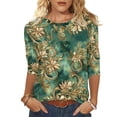 thumbnail image 1 of Women's Tops, Tees & Blouses Petite,3/4 Length Sleeve Womens Tops Round Neck Cute Tunic Tops Basic Tees Blouses Loose Fit Pullover 2026 Spring Trendy, 1 of 5