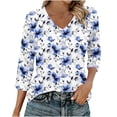thumbnail image 1 of Women's Tops, Tees & Blouses Petite,3/4 Length Sleeve Womens Tops V Neck Three Quarter T Shirts Spring 2026 Dressy Casual Blouses, 1 of 6