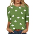 thumbnail image 1 of Women's Tops, Tees & Blouses Petite,Saint Patricks Day for Women Shamrock 3/4 Sleeve Shirt Funny Irish Graphic Tee Spring Party Tops, 1 of 5
