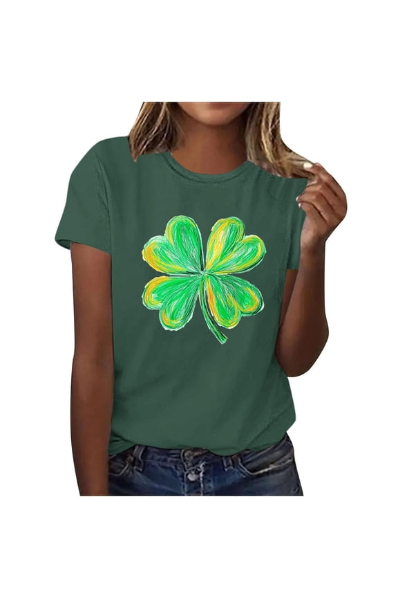 Women's Tops, Tees & Blouses Petite,Womens St Patricks Day Shirt V Neck Irish Shamrock Paddy's Day Graphic Tee Tops