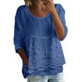 thumbnail image 1 of Women's Tops, Tees & Blouses Print Round Neck 3/38 Sleeve Loose Plus Size Womens Spring Summer Shirts, 1 of 4