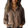 thumbnail image 1 of Women's Tops, Tees & Blouses Printed Cotton Long Sleeve Button Down Womens Spring Summer Shirts, 1 of 3