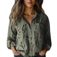 thumbnail image 1 of Women's Tops, Tees & Blouses Printed Cotton Long Sleeve Button Down Womens Spring Summer Shirts, 1 of 3
