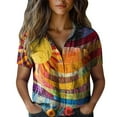 thumbnail image 1 of Women's Tops, Tees & Blouses Printed Cotton Short Sleeve Button Down Womens Spring Summer Shirts, 1 of 4