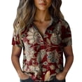 thumbnail image 1 of Women's Tops, Tees & Blouses Printed Cotton Short Sleeve Button Down Womens Spring Summer Shirts, 1 of 4