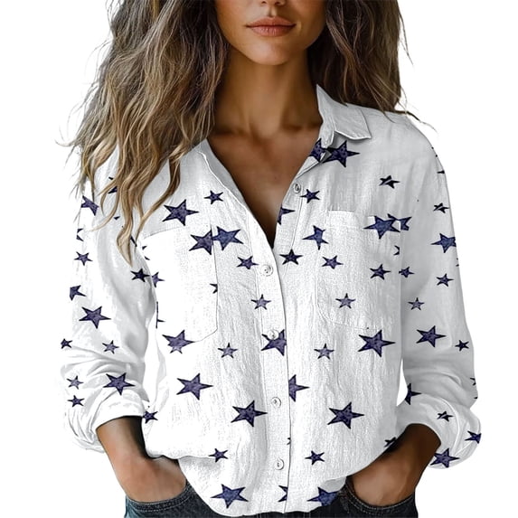 Women's Tops, Tees & Blouses Printed Long Sleeve Button Down Womens Spring Summer Shirts