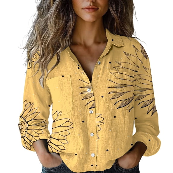 Women's Tops, Tees & Blouses Printed Long Sleeve Button Down Womens Spring Summer Shirts