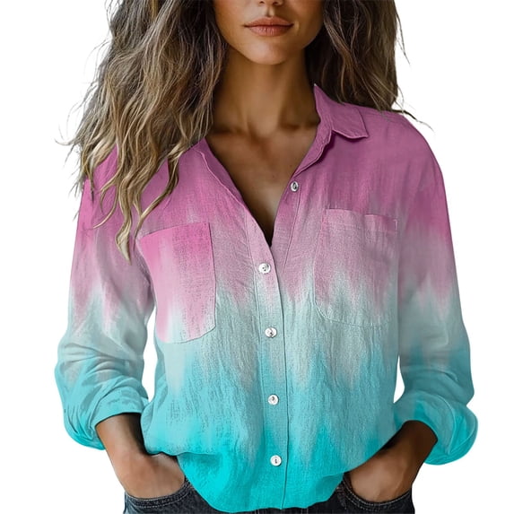 Women's Tops, Tees & Blouses Printed Long Sleeve Button Down Womens Spring Summer Shirts