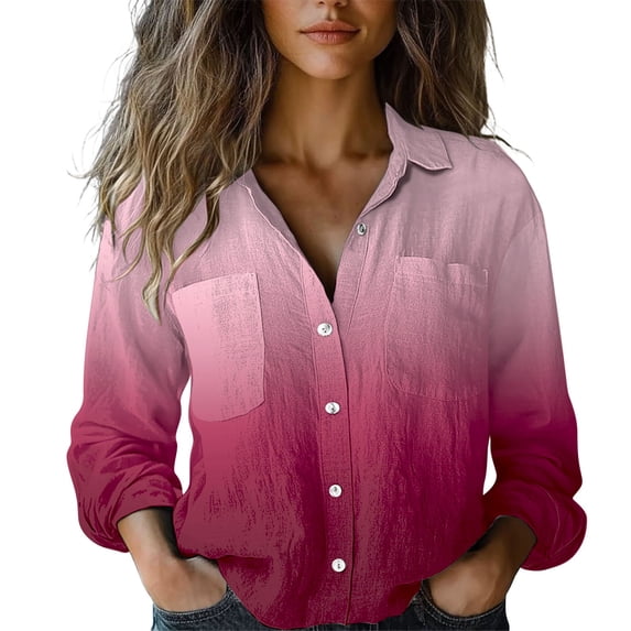 Women's Tops, Tees & Blouses Printed Long Sleeve Button Down Womens Spring Summer Shirts