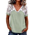 thumbnail image 1 of Women's Tops, Tees & Blouses V Neck Loose Short Sleeve Lace Casual Blouse Cute Summer Tops, 1 of 4