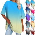 thumbnail image 1 of Women's Tops, Tees & Blouses Women's Oversized Round Neck Short Sleeved Solid Summer Base Shirt Sports T-Shirt Tops Pink S, 1 of 7